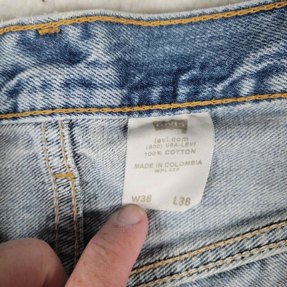 Levi's 501 Jeans Mens‎ 36x30 Light Wash Blue Straight Leg Button Fly Denim